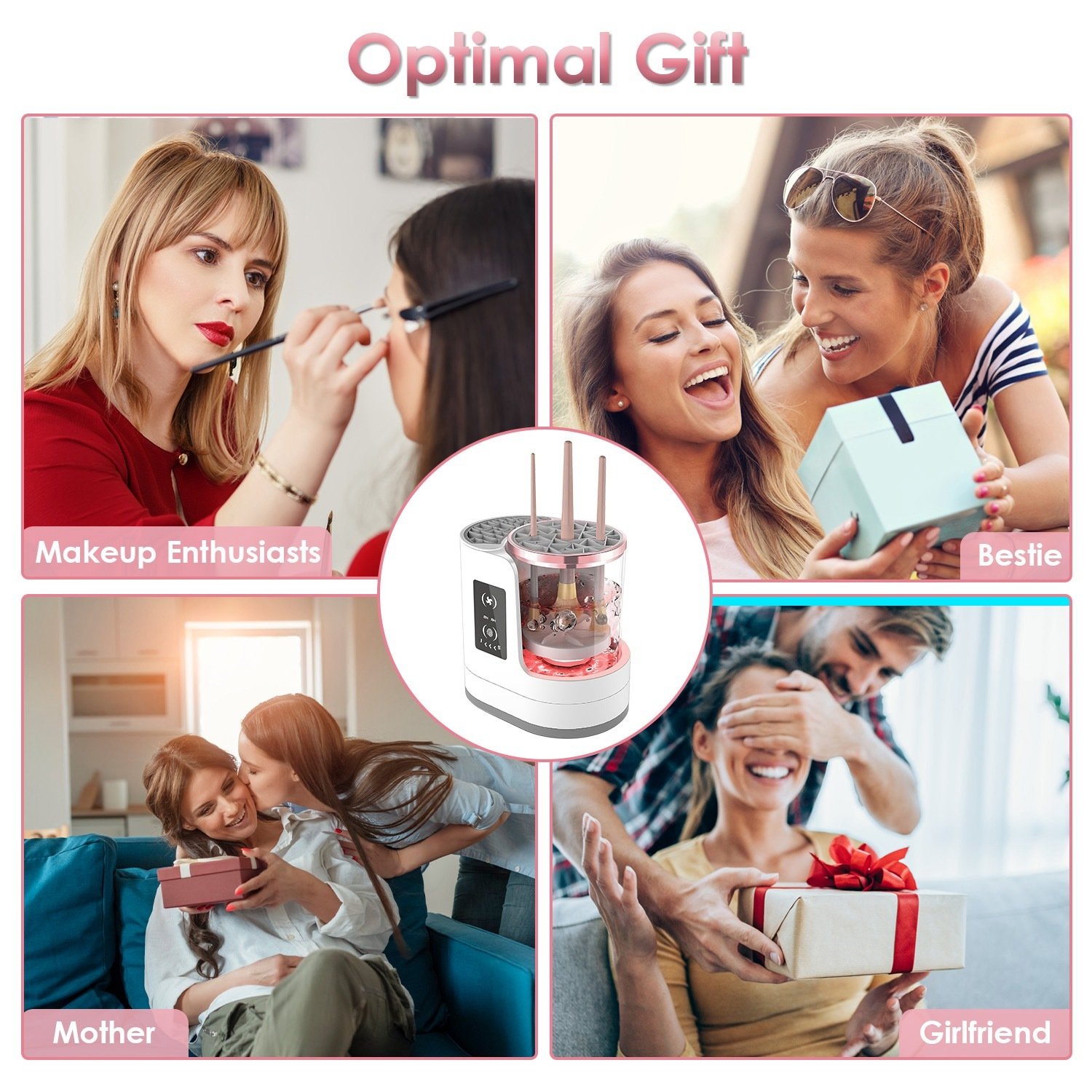 4 In 1 Electric Makeup Brush Cleaner USB Powered Automatic Brush Blender Machine With Timer Digital Display Cleaning Drying UV Disinfection Brush Storage For All Types Of Brushes Valentines Day Gift - Image 10