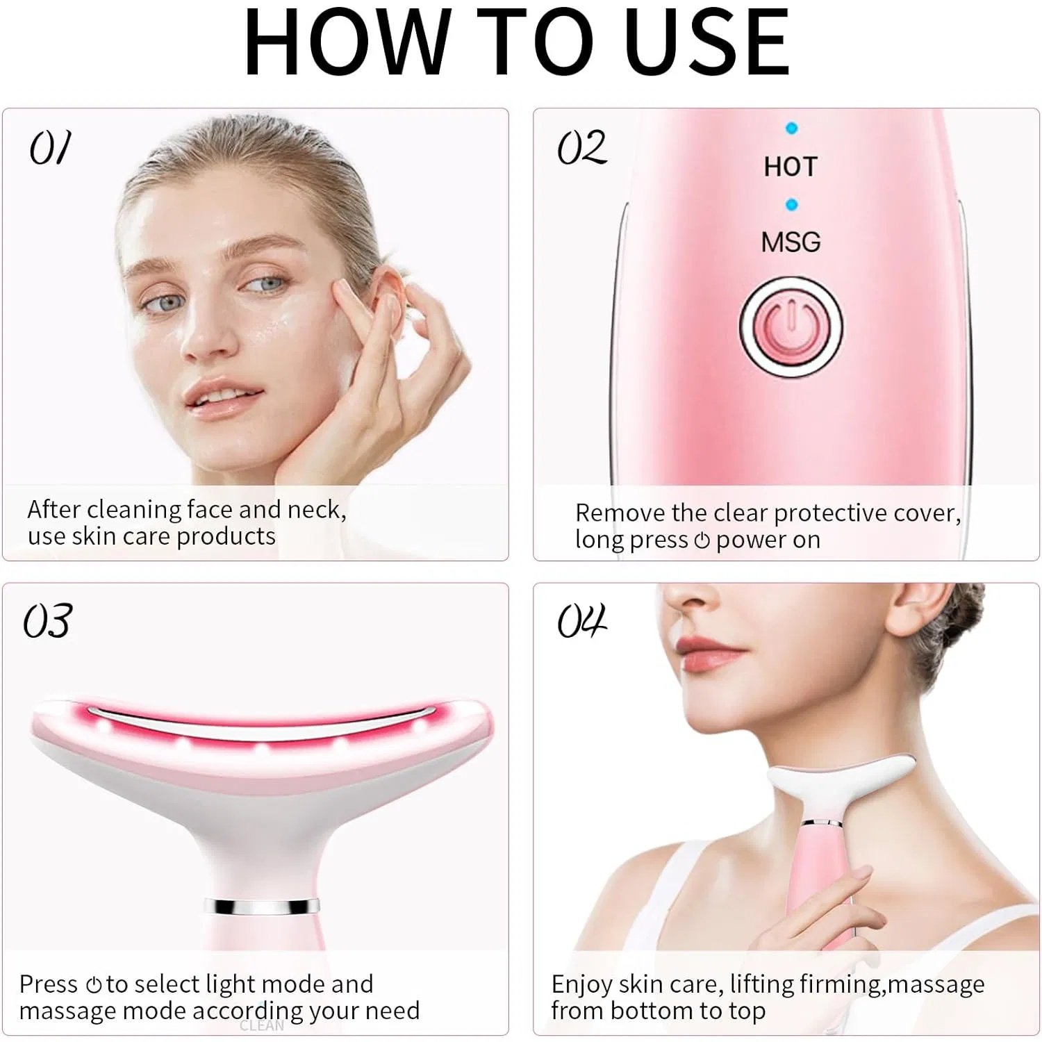 Neck Face Massager, Skin Care Face Massage Tool, 3-in-1 Facial Massager, Face Sculpting Tool With Thermals, Vibration - Image 3