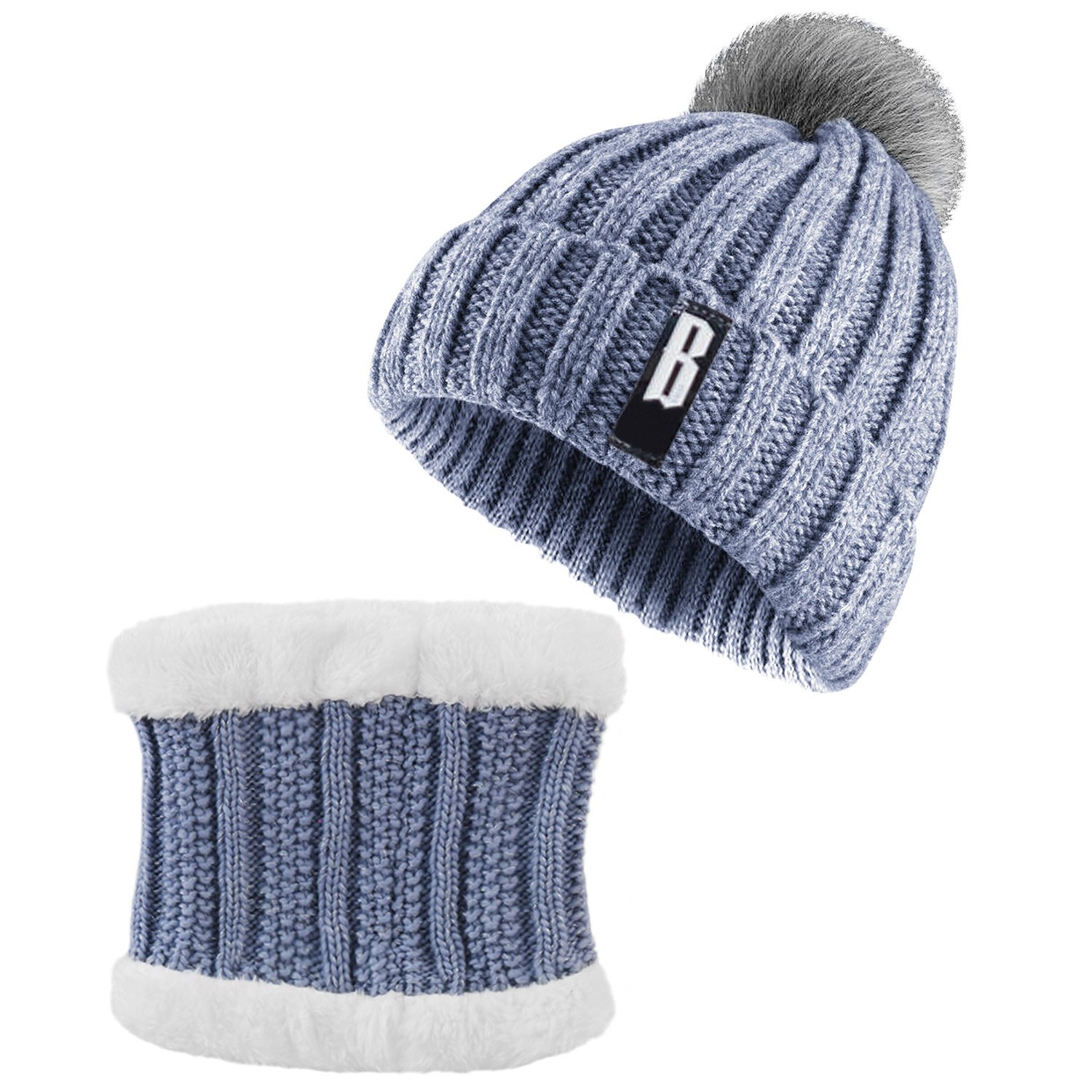 1Set Winter Beanie Hat Scarf Set Women Warm Knitting Skull Cap Neck Warmer For Walking Running Hiking Camping Outdoors Gift - Image 9