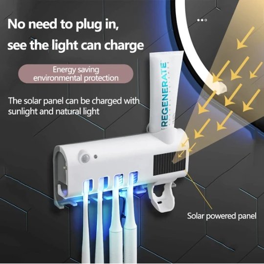 UV Light Sterilizer Toothbrush Holder Cleaner & Automatic Toothpaste Dispenser - Image 2