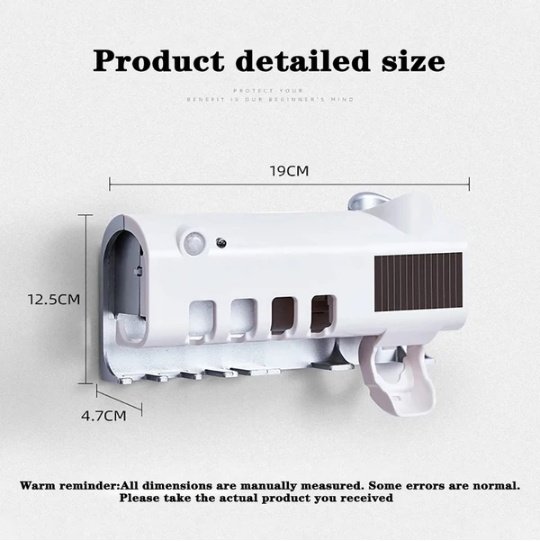 UV Light Sterilizer Toothbrush Holder Cleaner & Automatic Toothpaste Dispenser - Image 5