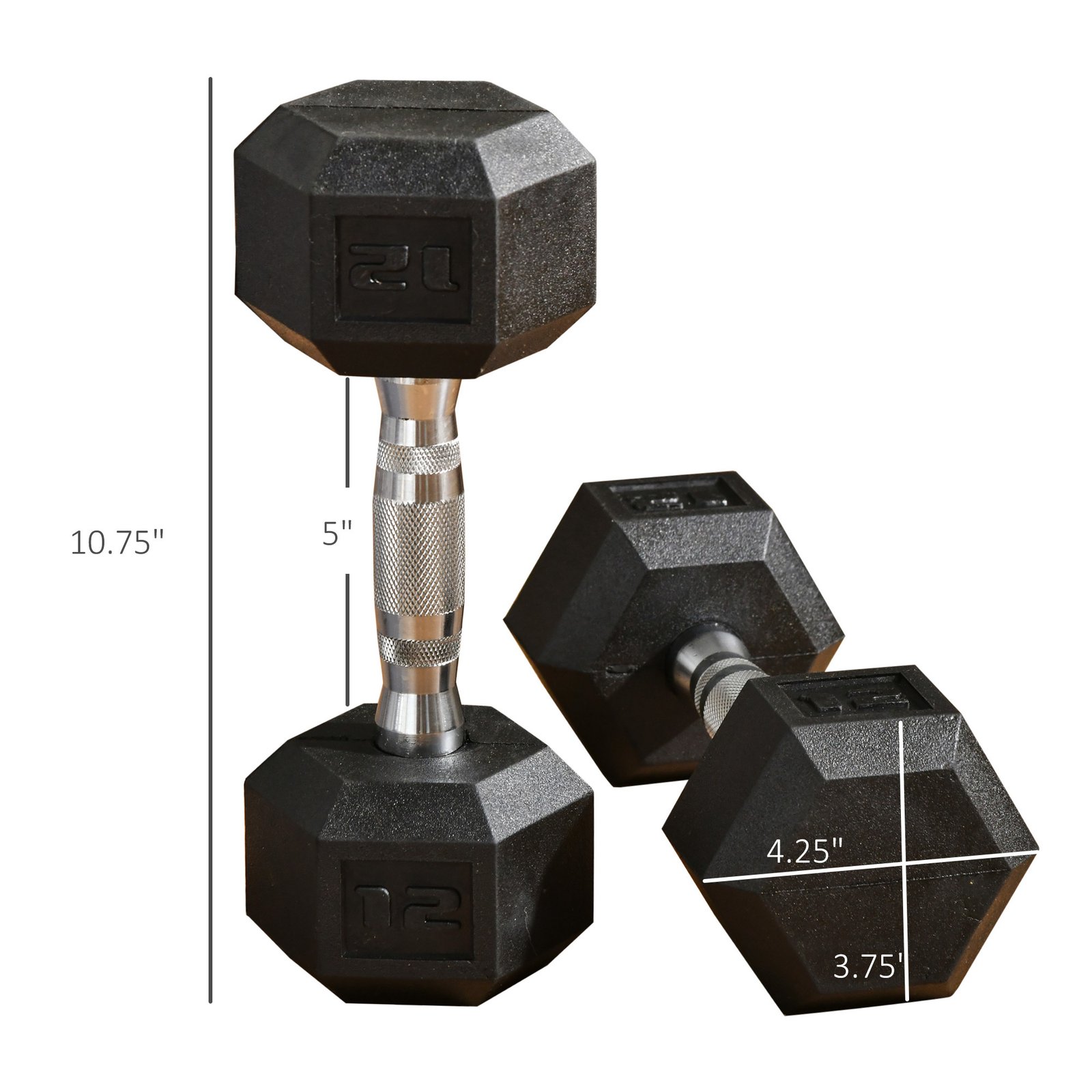 Hex Rubber Dumbbell Set for No Rolling - Image 3