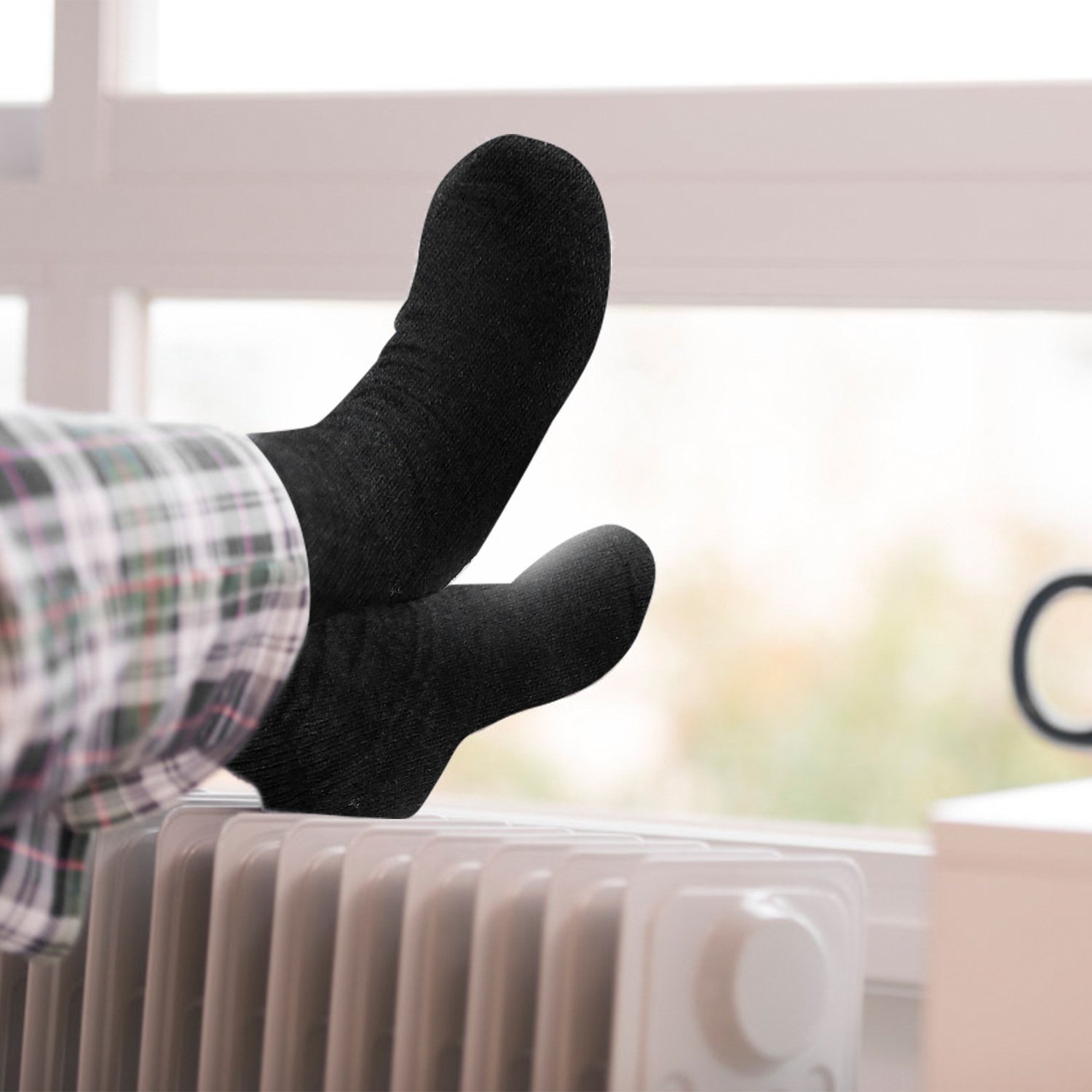 3 Color Options -- 3 Pairs Men Warm Wool Socks Soft Cozy Winter Thermal Socks For Men Thick Heat-Trapping Moisture Wicking Socks Indoor Outdoor - Image 10