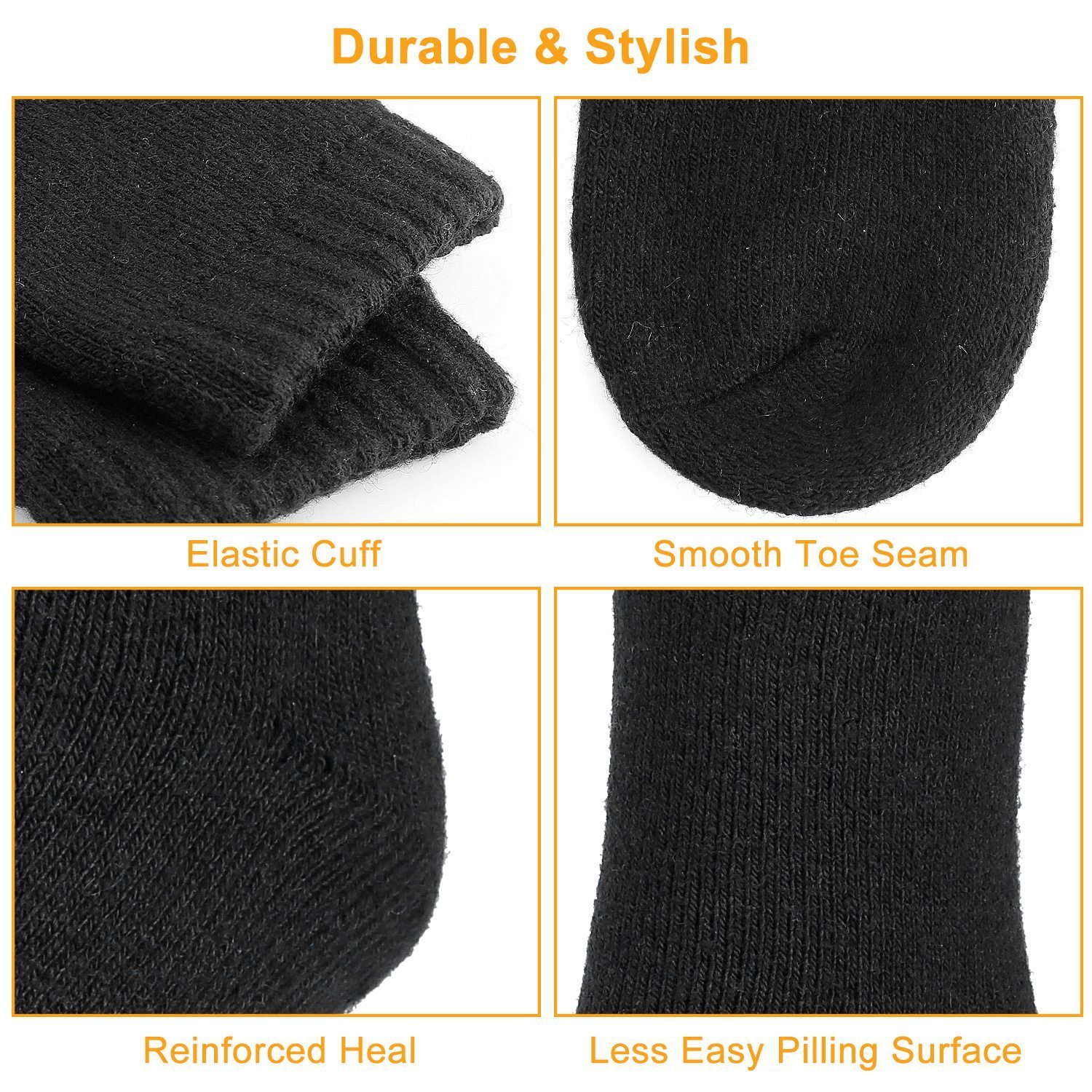 3 Color Options -- 3 Pairs Men Warm Wool Socks Soft Cozy Winter Thermal Socks For Men Thick Heat-Trapping Moisture Wicking Socks Indoor Outdoor - Image 9