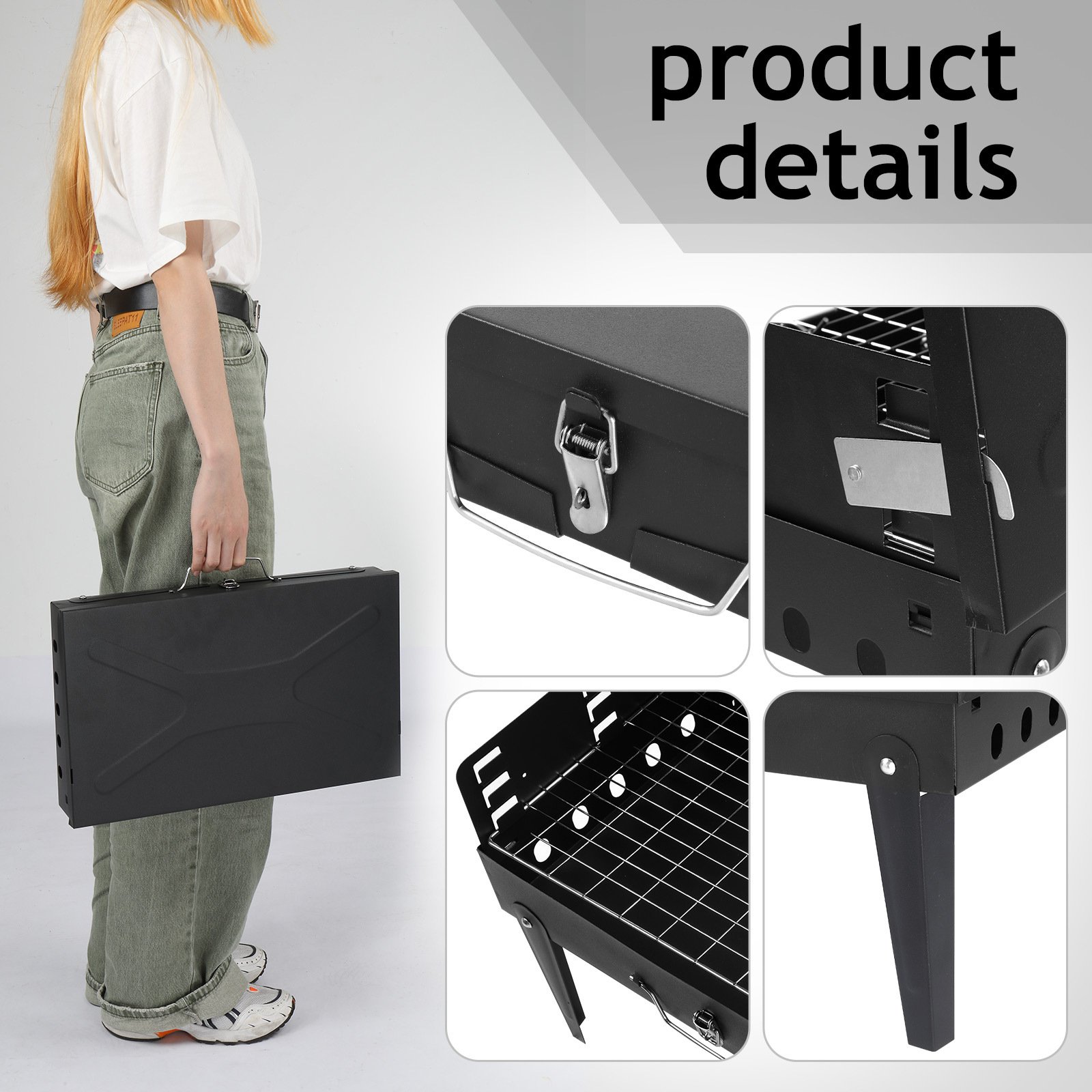 Black Portable Square Carbon Oven - Image 10