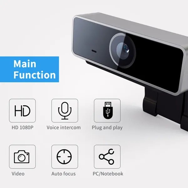FHD 1080P Webcam USB PC Computer Webcam Auto Focus With Microphone 60-Degree Widescreen Desktop Laptop Webcam Live Streaming Webcam - Image 3