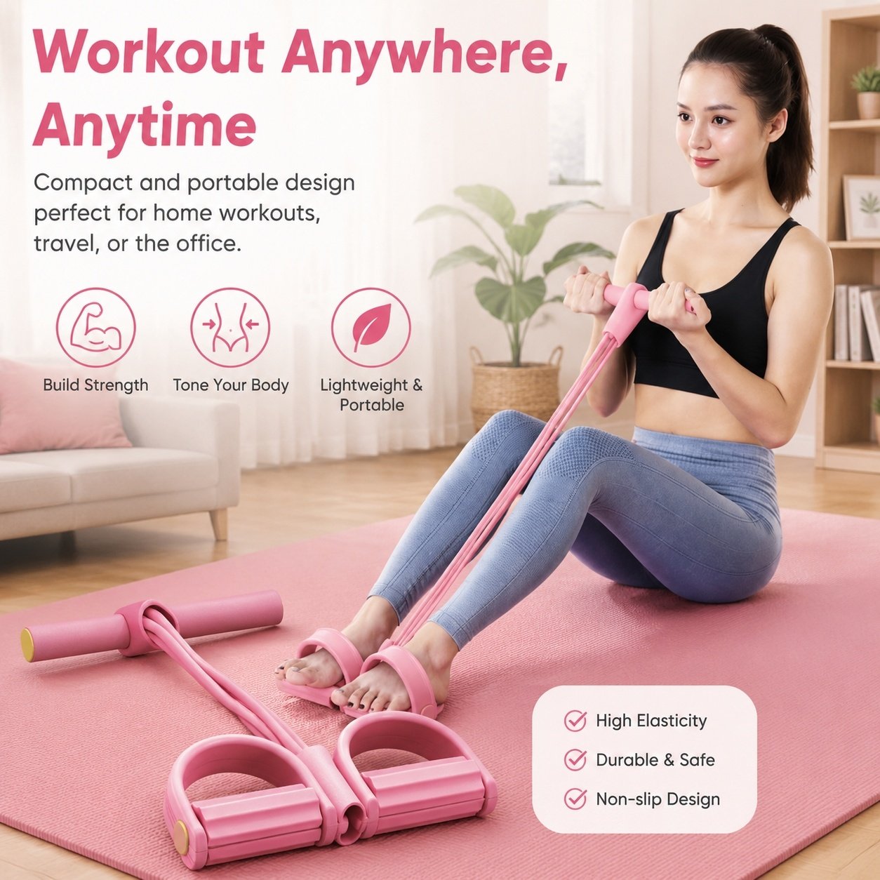 6-Tube Pedal Puller Resistance Rope, Foot Pedal Resistance Band, Yoga Elastic Exercise Bands, Stretching Slimming Training, Strength Exercise, Resistance Workout, Elast Compreh - Image 5