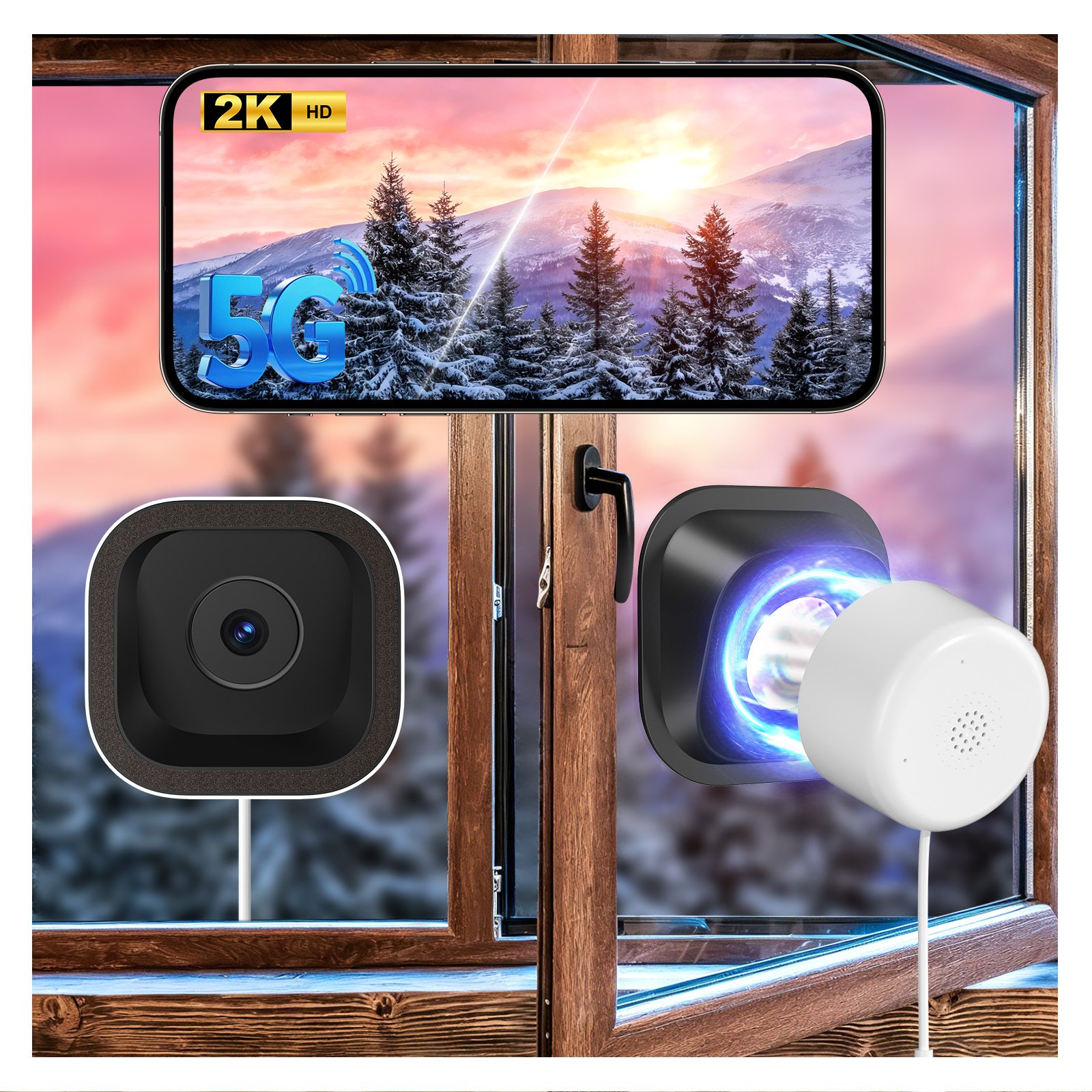 3MP Window Camera With Bracket WiFi Indoor Home Security Motion Detection Two-Way Audio Camera - Image 6