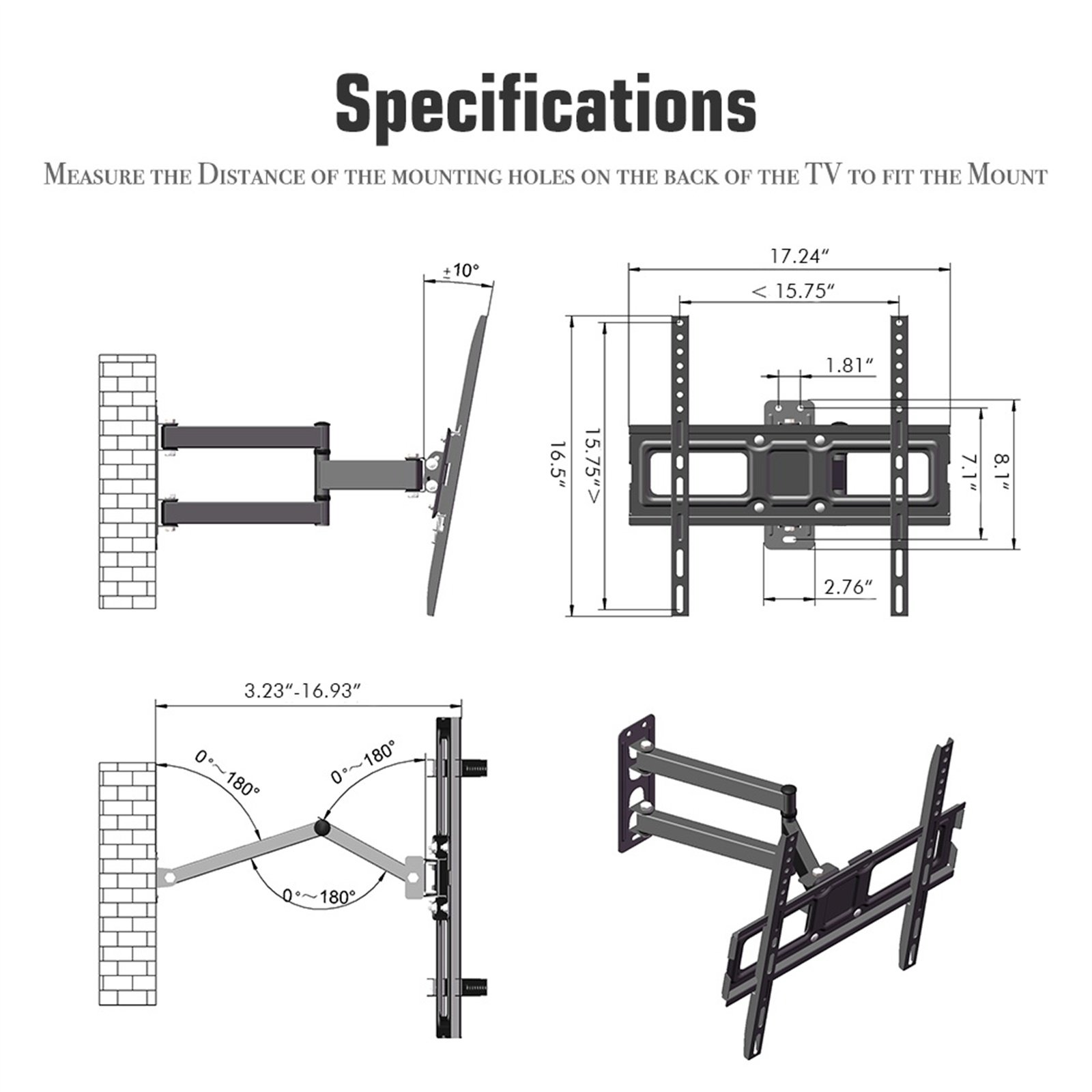 32-65 Inch Single Pendulum Small Base TV Stand TMXD-103 Load Bearing 35KG - Image 5