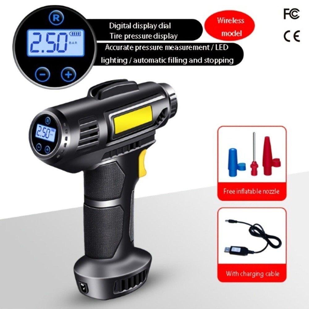 Car Tire Inflator Wireless Intelligent Digital Display Portable Handheld Car Inflator Bicycle - Image 3