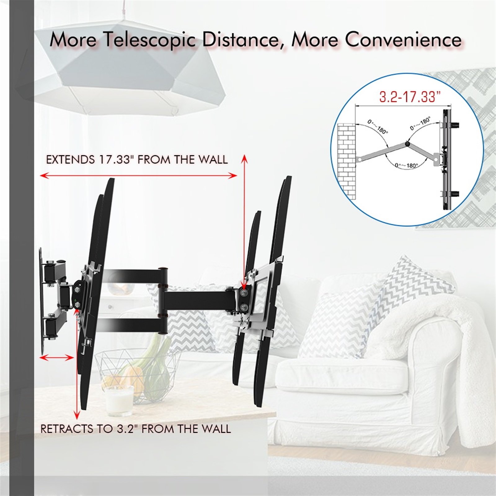 32-65 Inch Single Pendulum Small Base TV Stand TMXD-103 Load Bearing 35KG - Image 6