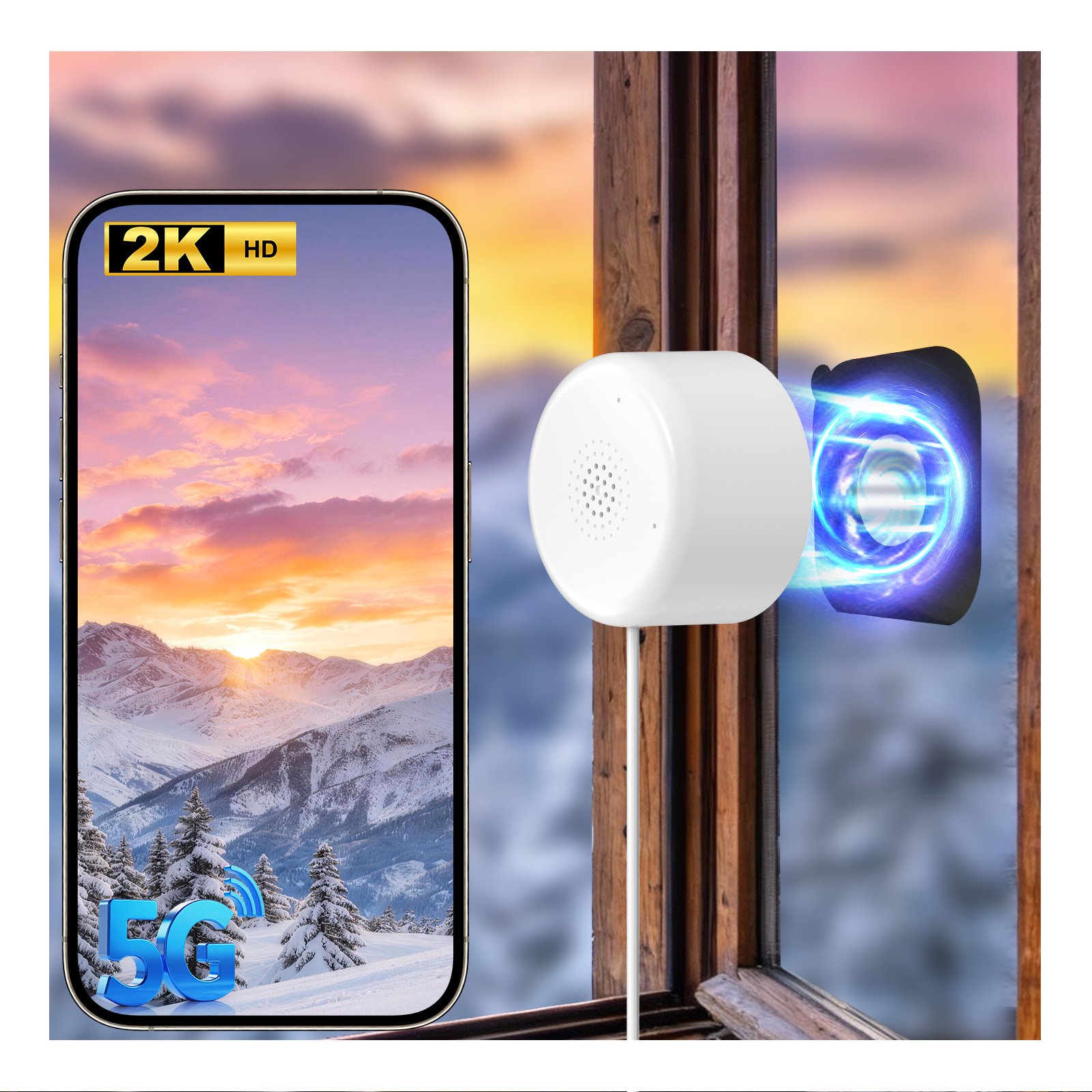 3MP Window Camera With Bracket WiFi Indoor Home Security Motion Detection Two-Way Audio Camera - Image 7