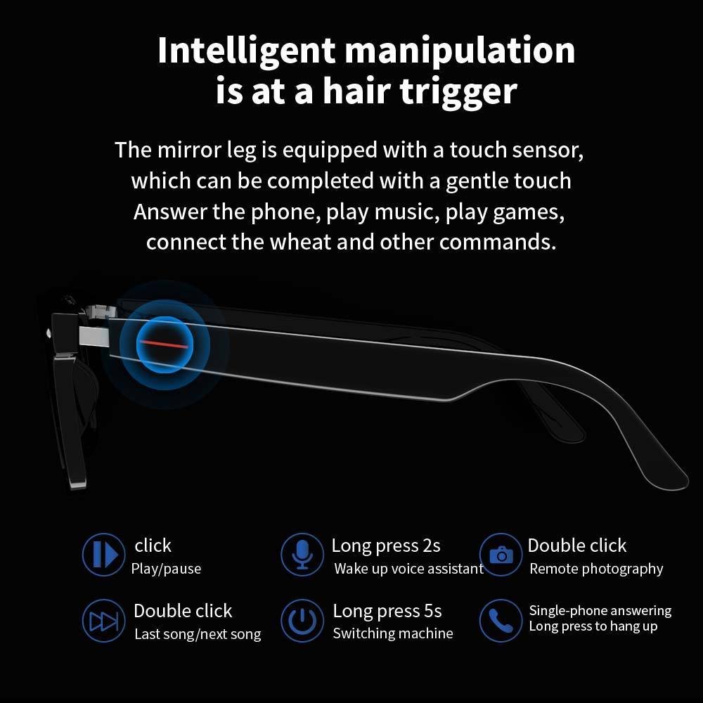 SENBONO E13 Smart Glasses Outdoor Smart Sport Hands-Free Call Music Headphone Anti-Blue Eyeglasses Wireless BT Voice Sunglasses - Image 5