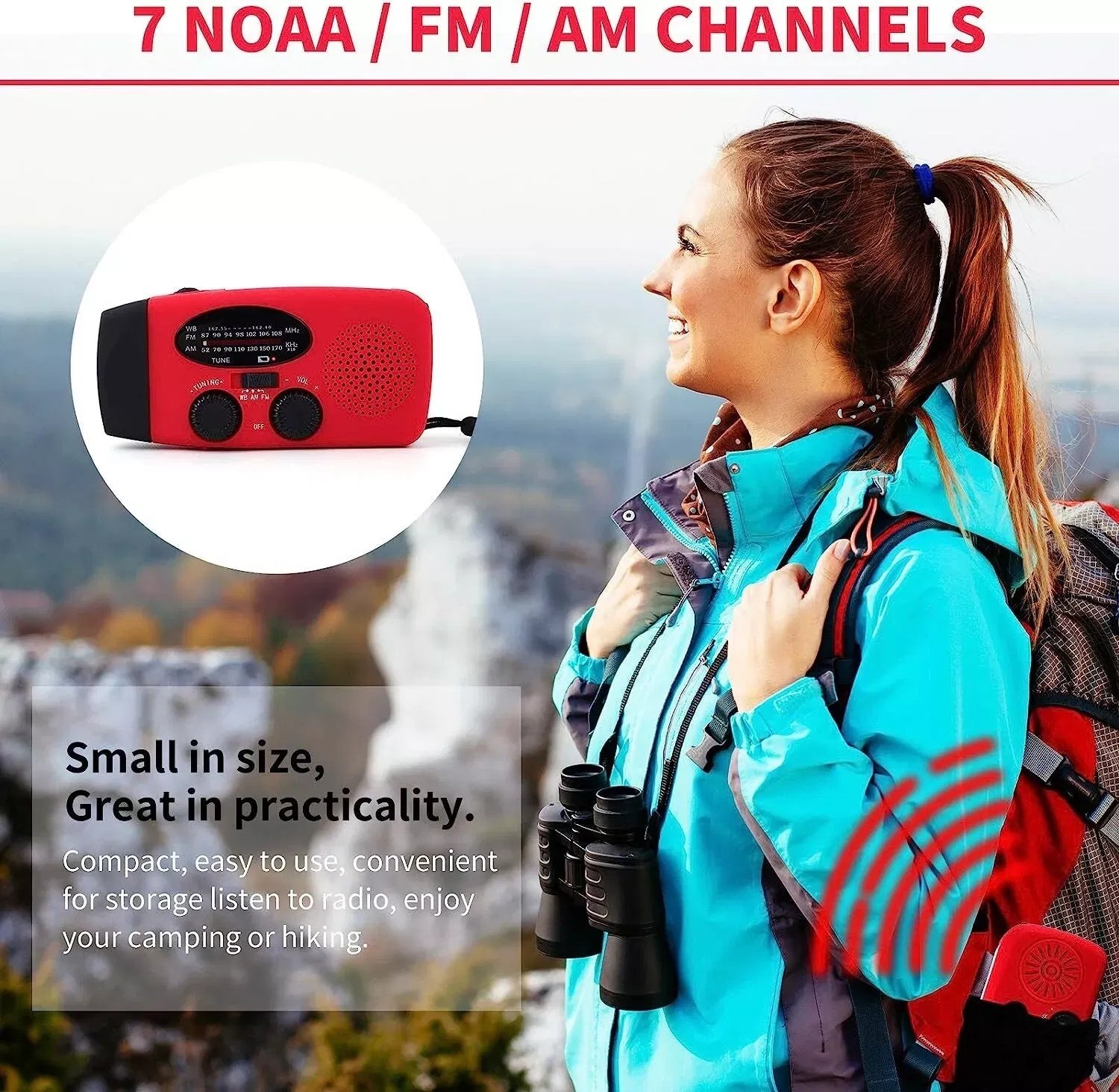 Emergency Radio Crank Solar Hand Weather Power Bank Charger Light - Image 8