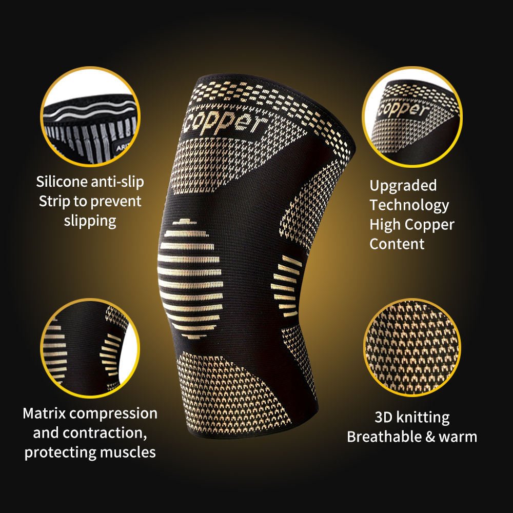 1 Pair Copper Knee Pads Ultimate Shock-Absorbing Gear For Men & Women Superior Knee Support For Sports Yoga Fitness Basketball - Image 4