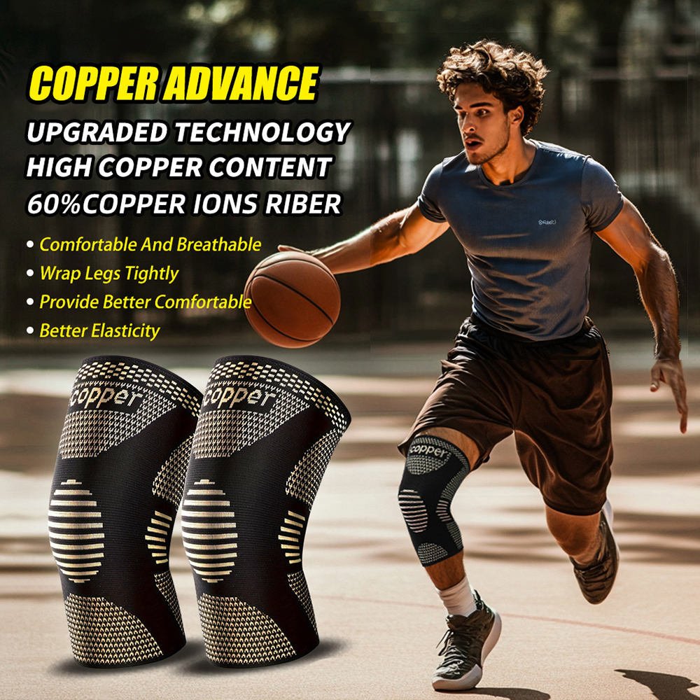 1 Pair Copper Knee Pads Ultimate Shock-Absorbing Gear For Men & Women Superior Knee Support For Sports Yoga Fitness Basketball - Image 5
