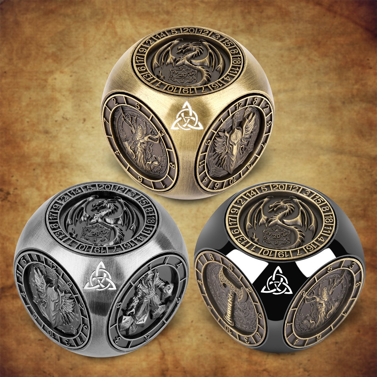 6-pack DND Dice Wheel Gift Box Set, Retro Wheel Metal Polyhedral Board Game Prop, Desktop Role Playing Decoration Collectibles Game Dice Accessories - Image 2