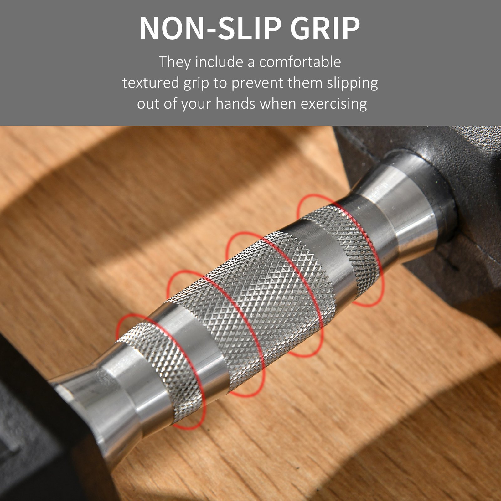 Hex Rubber Dumbbell Set for No Rolling - Image 5