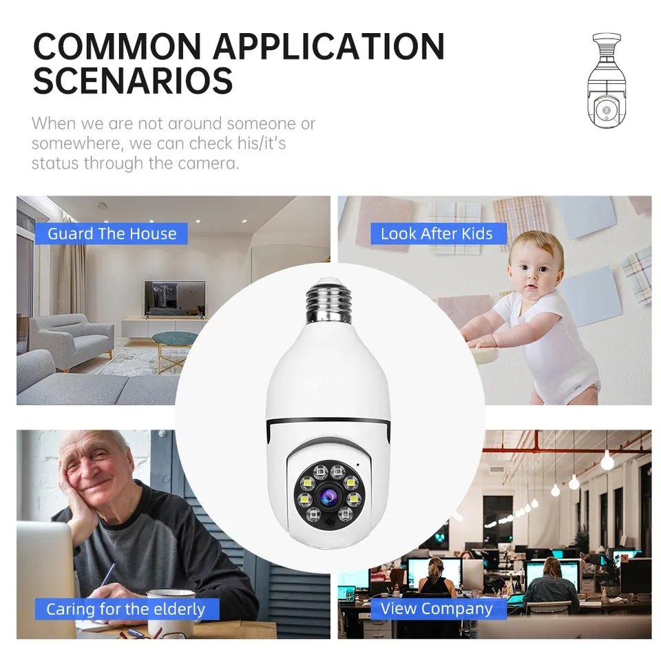 1080P Smart Home Security PTZ Camera Wireless Lights 360 Degree Surveillance Remote View CCTV Security WIFI Light Bulb Camera - Image 2