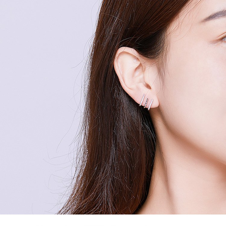 Three-layer silver earrings - Image 4