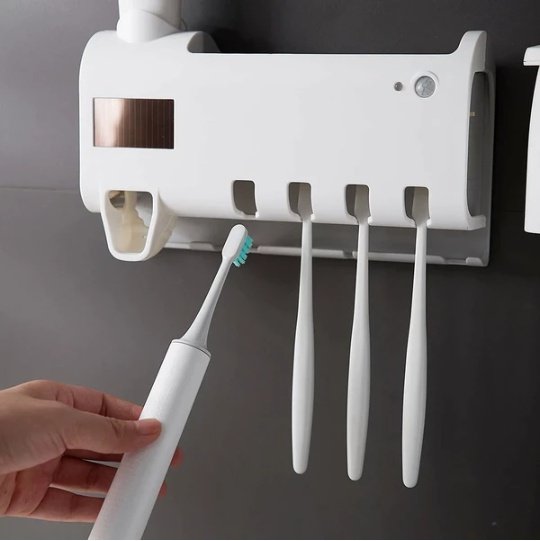 UV Light Sterilizer Toothbrush Holder Cleaner & Automatic Toothpaste Dispenser - Image 7