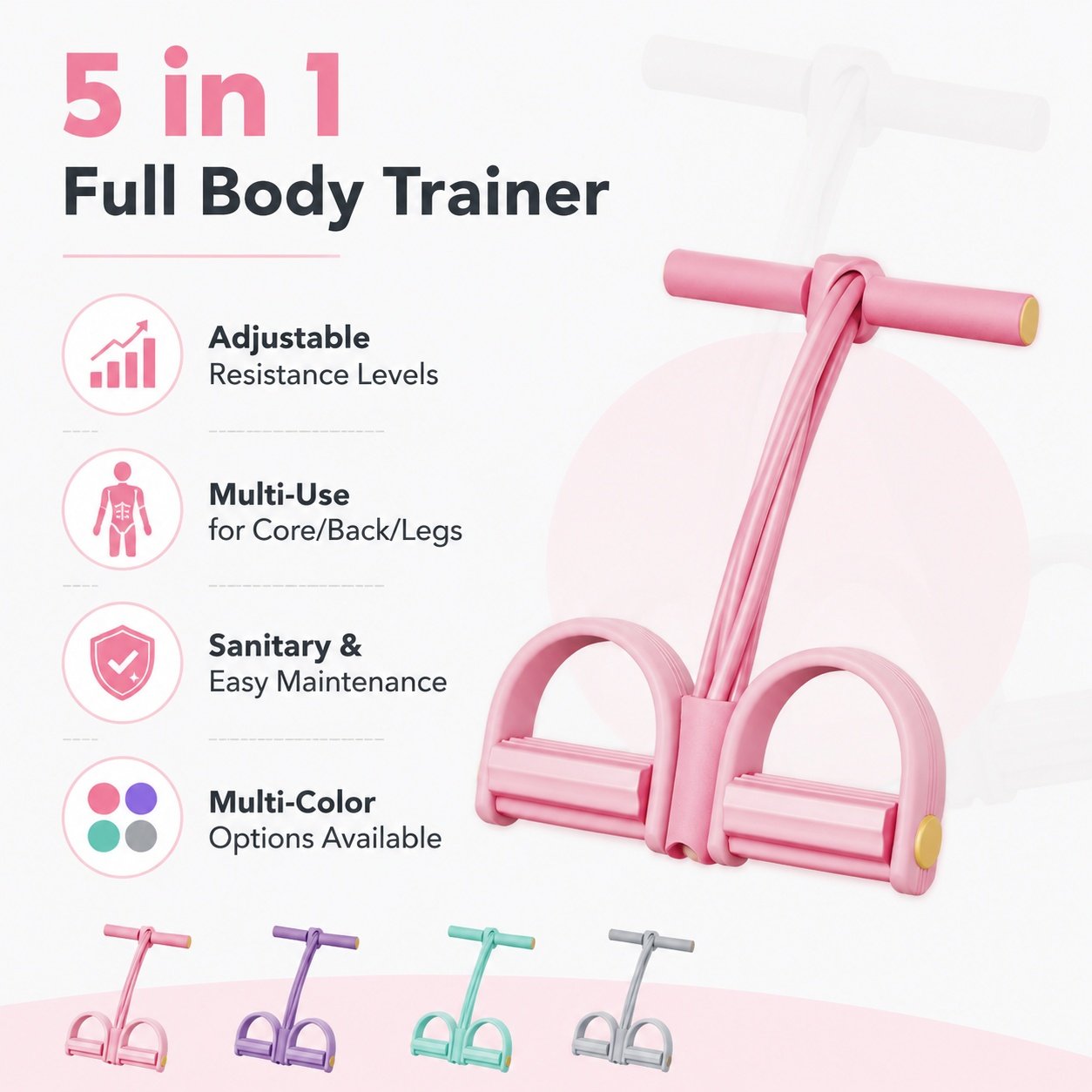 6-Tube Pedal Puller Resistance Rope, Foot Pedal Resistance Band, Yoga Elastic Exercise Bands, Stretching Slimming Training, Strength Exercise, Resistance Workout, Elast Compreh - Image 6