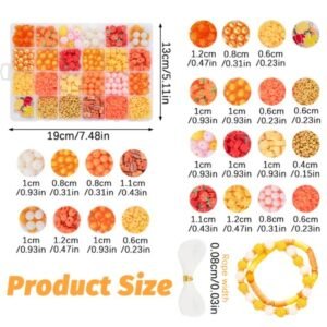 1510 Pcs Fall Bracelets Beads Kit With 24 Grid Storage Box Maple Leaf Pumpkin Star Shaped Clay Beads For Jewelry Making Beads Heishi Beads For DIY Craft Thanksgiving Harvest Party Gift