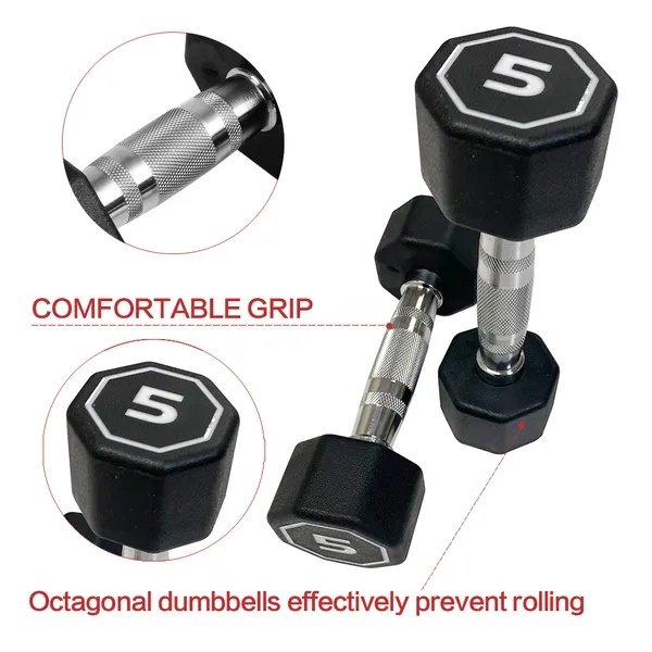 Premium Octagonal Dumbbell, Large Numbers, Hard Chrome Plated Handle Dumbbells To Assist With Push-Ups, 5 Lbs Set Of 2 Support For Self-pickup Face Sheet, Daily Face Sheet Submission Deadline 16-00 - Image 2