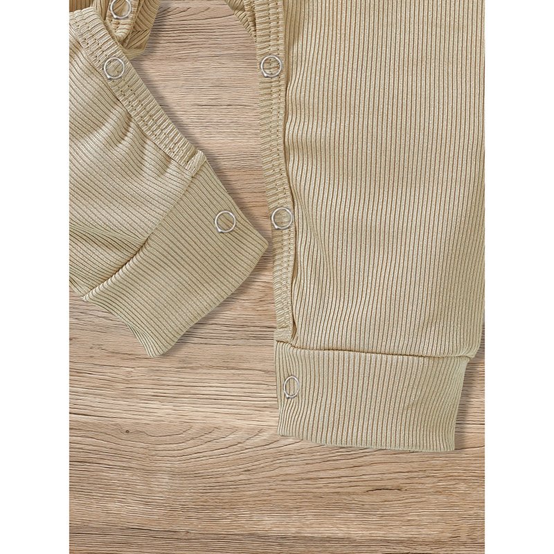 3-Pack Newborns Infants Baby Boys & Girls Long Sleeve Ribbed Romper Soft Button Front Jumpsuit - Image 7