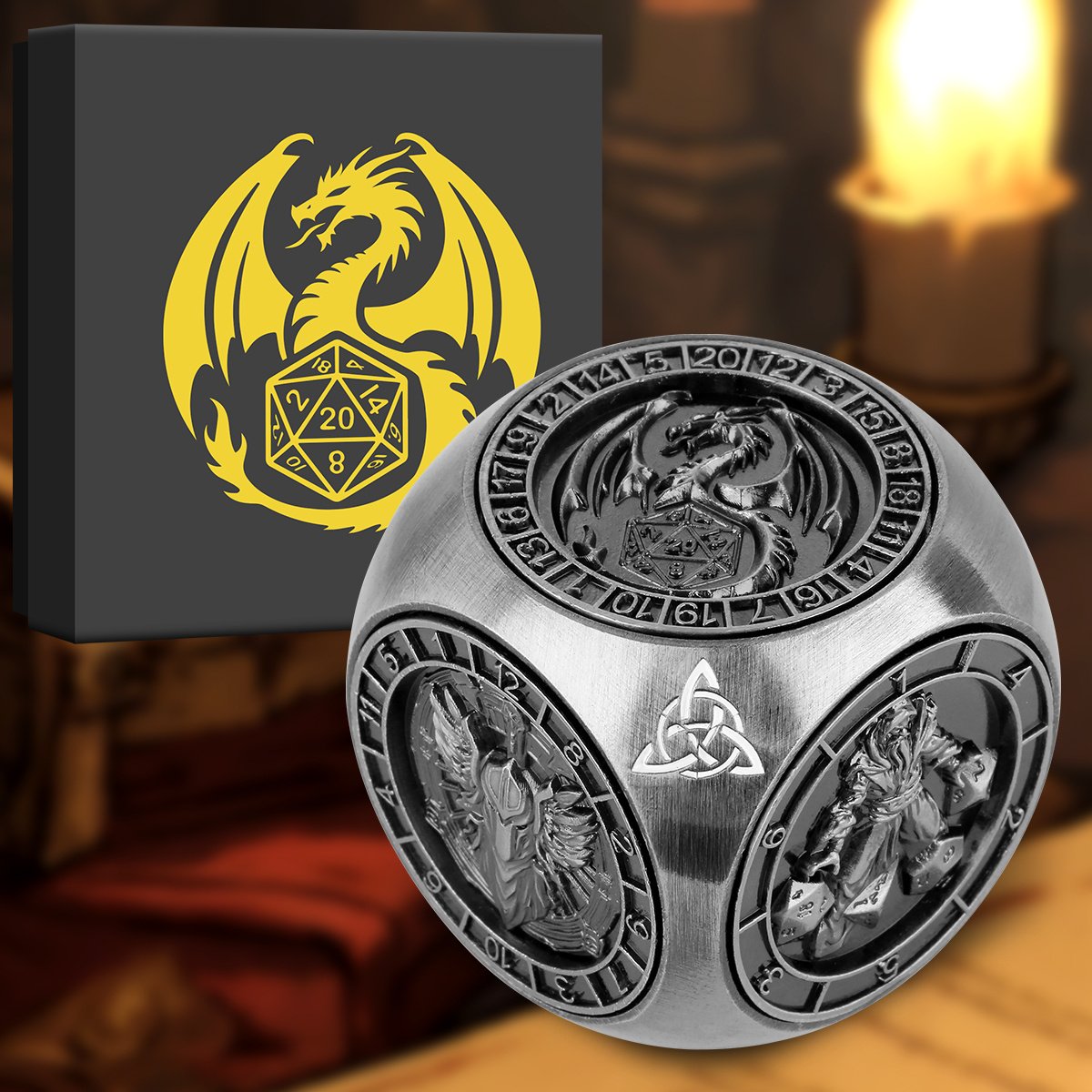 6-pack DND Dice Wheel Gift Box Set, Retro Wheel Metal Polyhedral Board Game Prop, Desktop Role Playing Decoration Collectibles Game Dice Accessories - Image 10