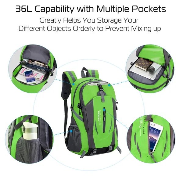 36L Outdoor Backpack Waterproof Daypack Travel Knapsack For Hiking Camping Picnic Travel School Spring Summer - Image 4