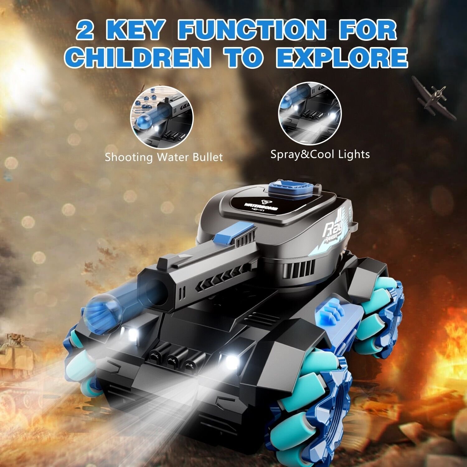 RC Tank Toys Four Wheel Drive Remote Control Car 2.4G Gesture Control Water Bomb - Image 9