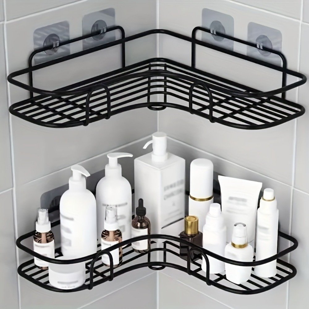 1pc Wall Mounted Bathroom Shelf, Shower Caddy Rack, No Punching Triangle Storage Rack For Bathroom Kitchen, Bathroom Accessories - Image 3