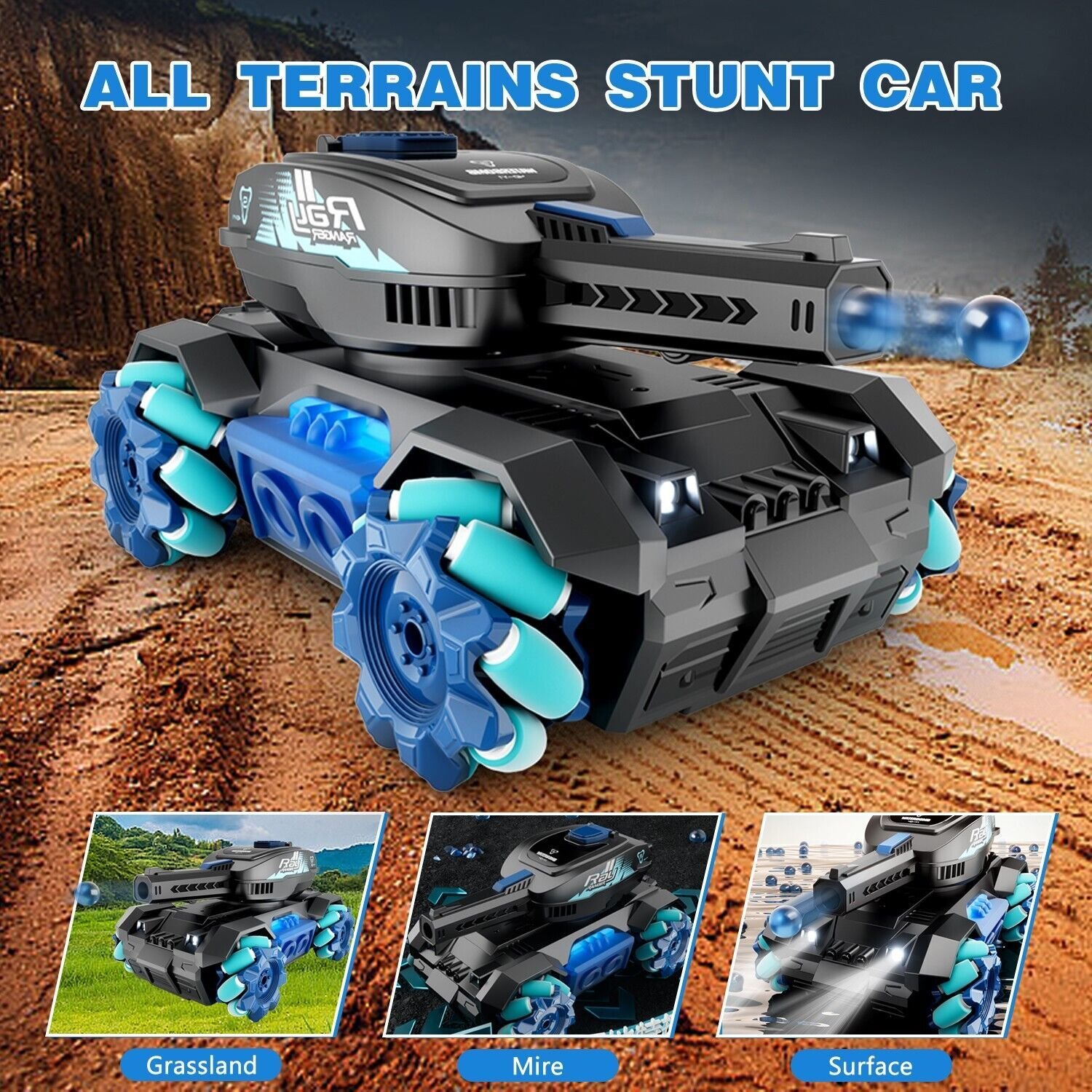 RC Tank Toys Four Wheel Drive Remote Control Car 2.4G Gesture Control Water Bomb - Image 5