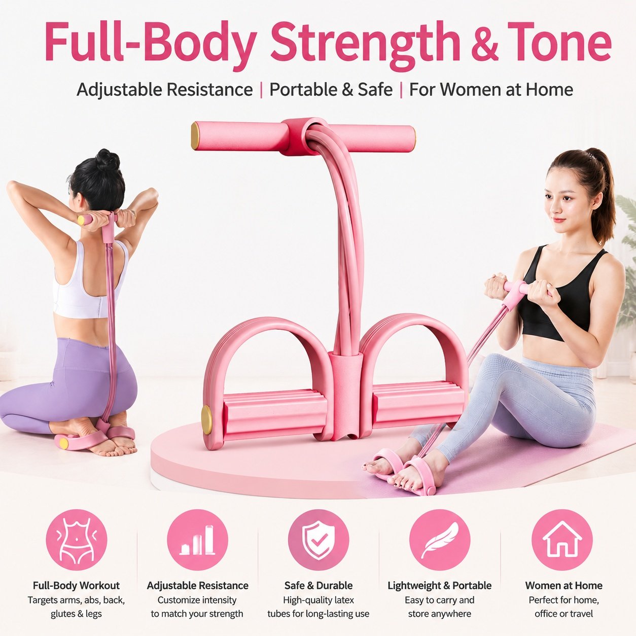 6-Tube Pedal Puller Resistance Rope, Foot Pedal Resistance Band, Yoga Elastic Exercise Bands, Stretching Slimming Training, Strength Exercise, Resistance Workout, Elast Compreh - Image 3
