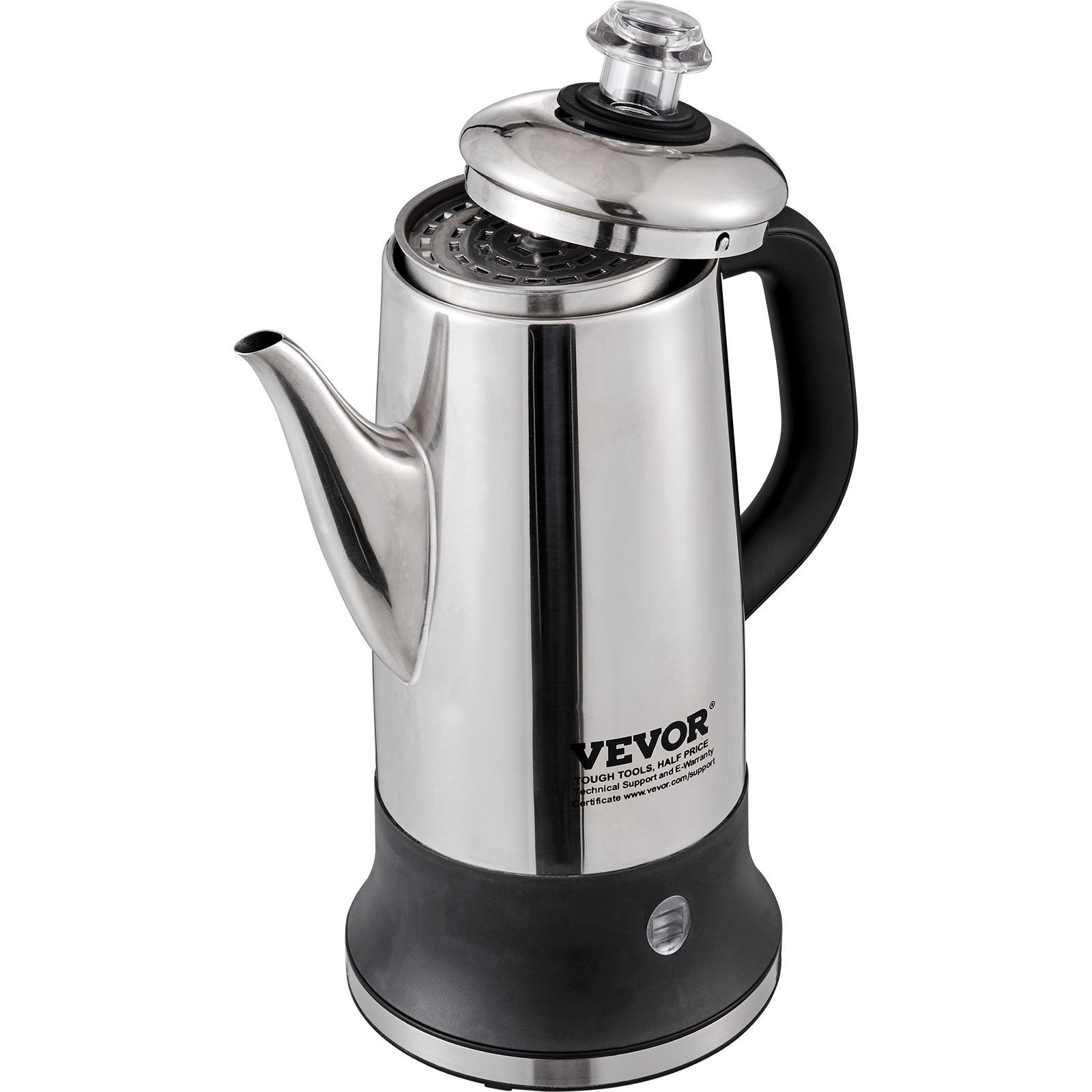 12-Cup Electric Percolator Coffee Pot, 304 Stainless Steel Coffee Percolator With Keep Warm Function & Heat-Resistant Handle, Classic Coffee Maker, Quick Brew & Easy-Pour Spout, Silver - Image 4