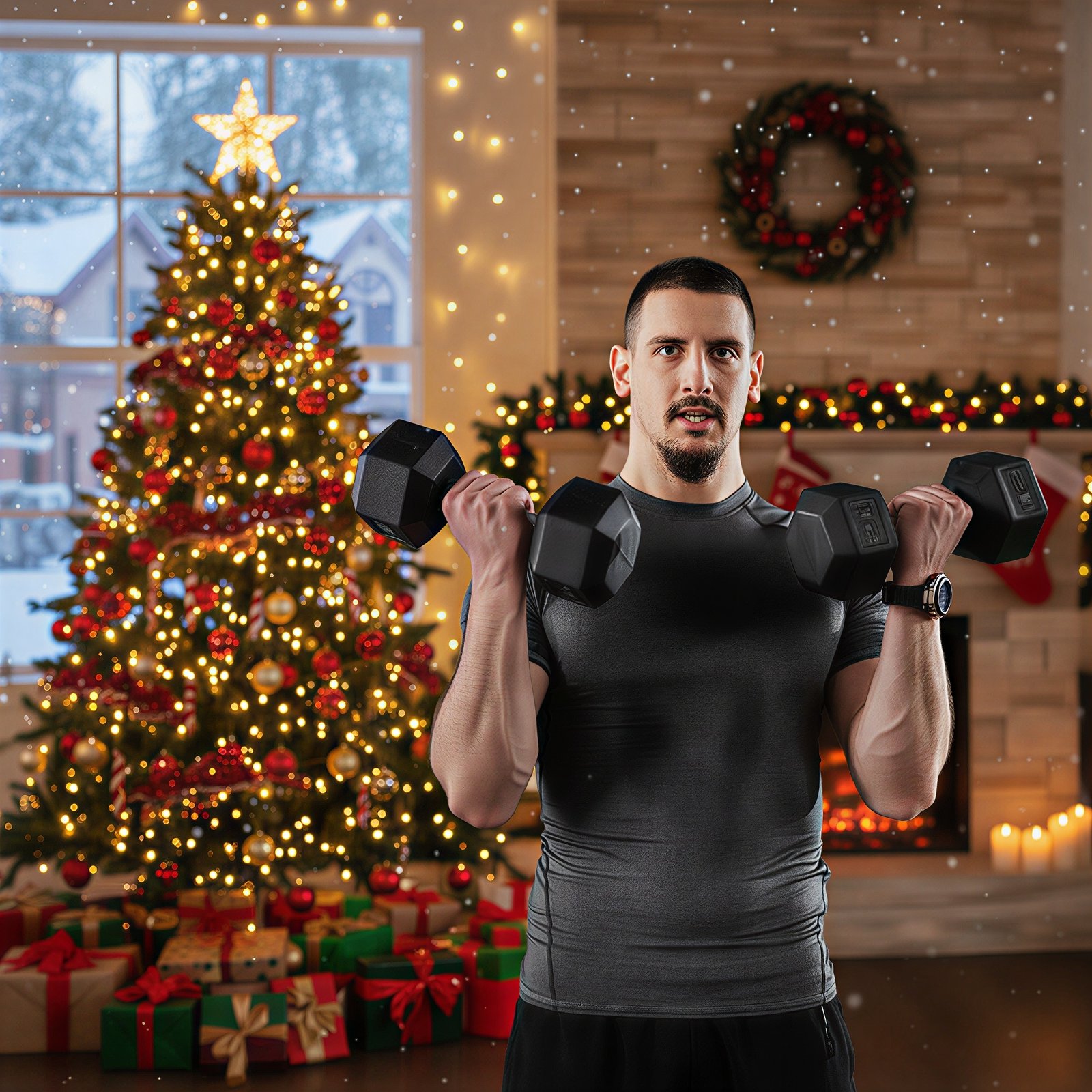Hex Rubber Dumbbell Set for No Rolling - Image 2