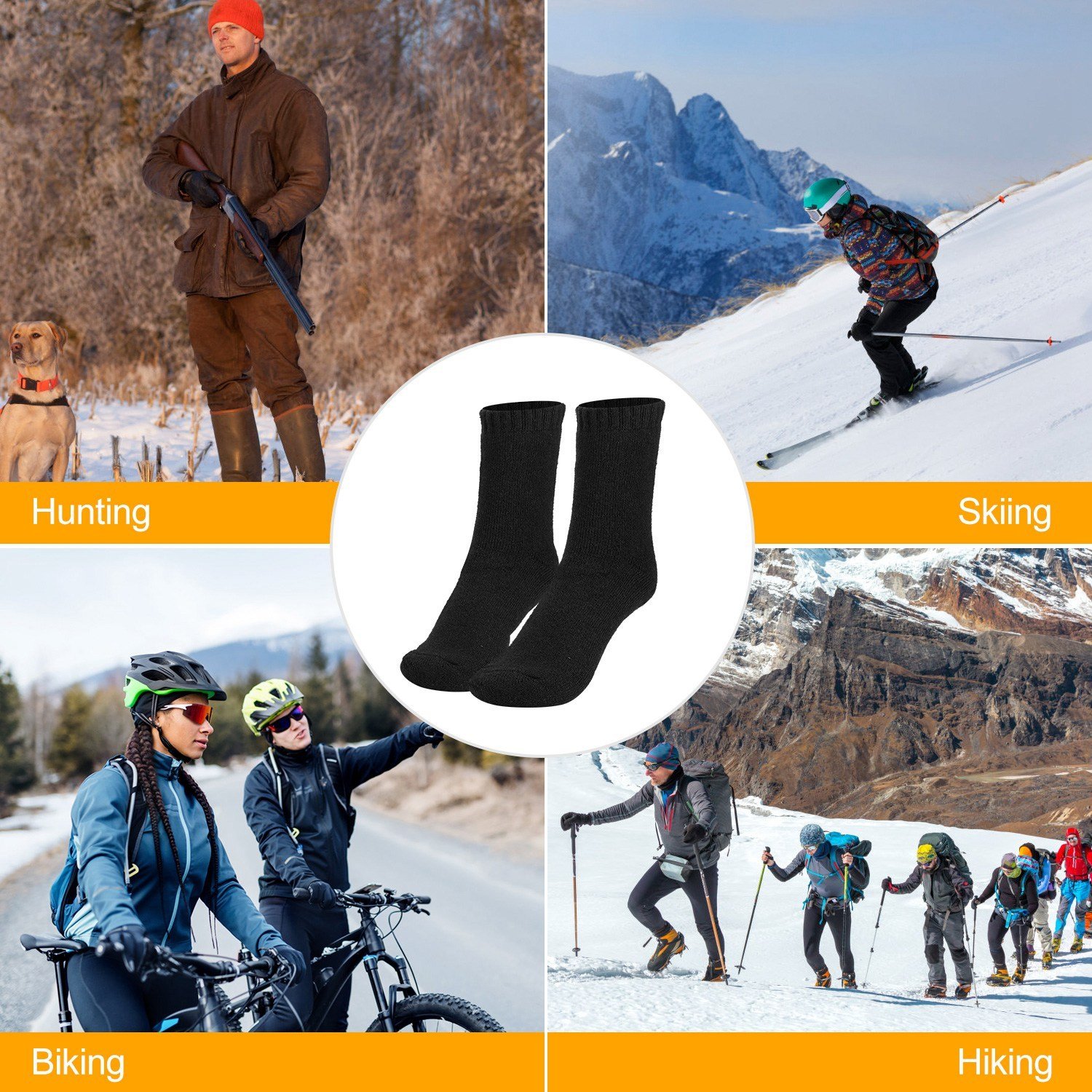 3 Color Options -- 3 Pairs Men Warm Wool Socks Soft Cozy Winter Thermal Socks For Men Thick Heat-Trapping Moisture Wicking Socks Indoor Outdoor - Image 7